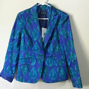 Talbots Blue Paisley-Print Womens Blazer